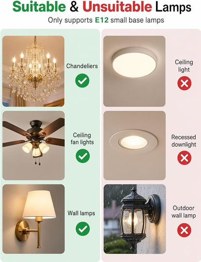 ILC E12 LED Light Bulbs (40w Equivalent) 5W, Color Changing RGB, A15 Small Base Candelabra Round Light Bulb, Candle Base, 2700K Warm White 12 Colors 2 Modes Timing with Remote Control (4 Pack)