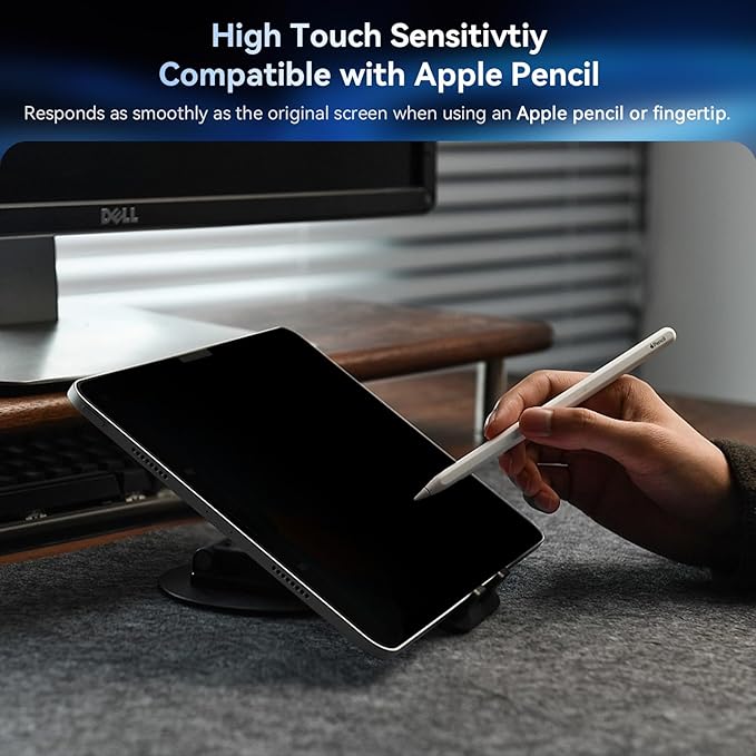 Privacy Screen Protector Compatible With iPad Air 13 Inch 2024-2026 (M2/M3/M4, 6th/7th/8th Gen), Anti Glare Blue Light Spy Filter Private, High Sensitive Bubble-Free Easy Install Black Security Screen Shield
