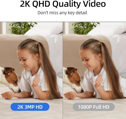 Hawkray 360° 2K 3MP Security Camera Indoor,2.4/5GHz WiFi Smart Motion Alert with AI & 911 Connect,Color Night Vision,355° Pan 60° Tilt,Two-Way Talk