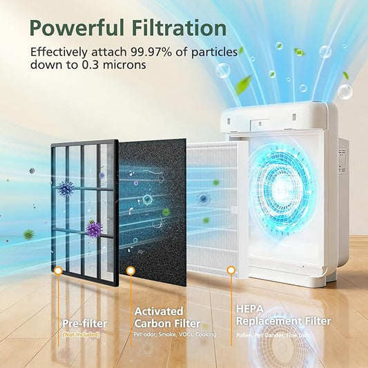 AP-1512HH Filter Replacement Set for Coway Airmega AP-1512HH and Airmega 200M Air Purifiers, 2 HEPA Filter and 6 Carbon Pre-Filters, Compared to Part # 3304899