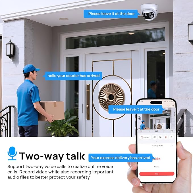 VIKYLIN 8MP 4K Dual Lens Poe IP Security Camera with 180° Panoramic Wide Angle,Smart Hybrid Light, Human/Vehicle Detection, Strobe Light&Audible Warn,2-Way Audio, 512 GB SD Card Slot,IP67 (2mm Lens)