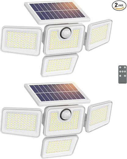 6000LM Solar Flood Lights Outdoor with Motion Sensor, 4 Heads
