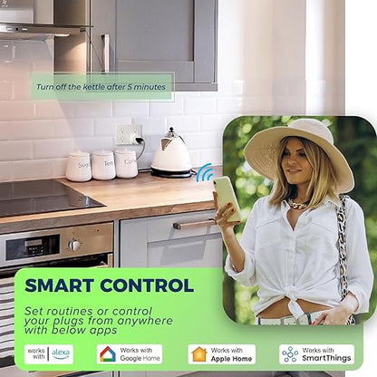 Lightinginside Matter Smart Plug, Compatible with Apple Home/Siri/Alexa/Google Home/SmartThings, Smart Outlet Socket, ETL Listed, APP Remote Control,Timer&Schedule, 2.4G WiFi Only, Hub Required, 4PCS
