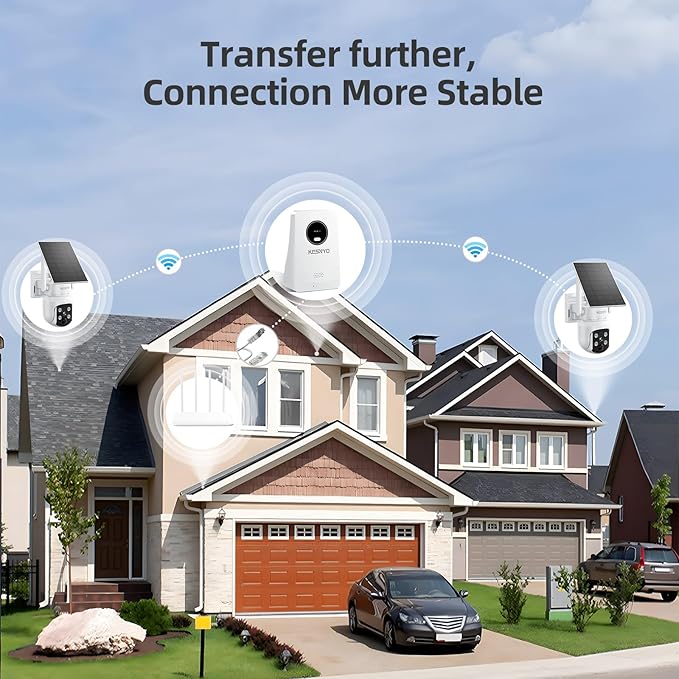 Solar Powered Security Cameras Wireless Outdoor, 4MP Cameras, 2 Cam kit with Color Night Vision, 360° PTZ, with 64G SD Local Recording, No Monthly Fees