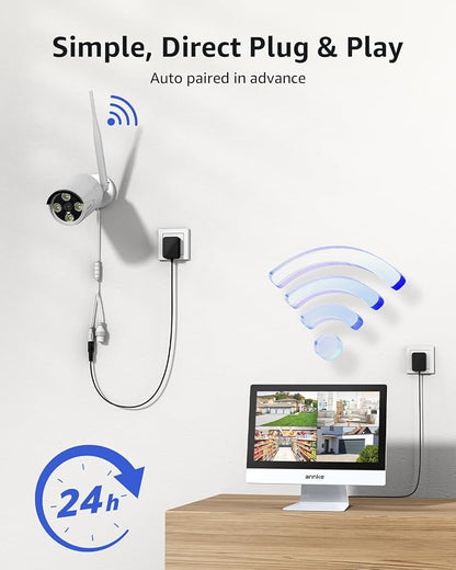 ANNKE 5MP Wireless Security Camera System, 12" Monitor, 4 Cameras, 1TB HDD | 10CH Expandable WiFi NVR, Dual-Band WiFi, Human Detection, Two-Way Audio, Color Night Vision, IP66 Metal Cameras