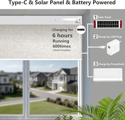 Motorized Blackout Roller Shades with Remote – Smart Blinds for Bedroom, Alexa Google Home Siri, Matter Compatible, Custom Electric Window Shades, Cordless Rechargeable