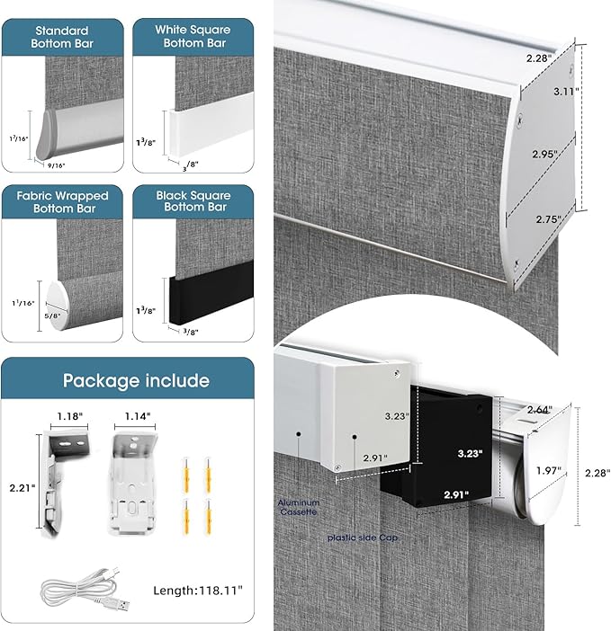 SmartWings Motorized Blinds Dual-Sided Cordless Smart Blackout Shades, Custom Size, Rechargeable Battery, Work with Matter/Apple HomeKit, Alexa, Thread/Zigbee, Remote Optional, Bouvardia Medium Grey