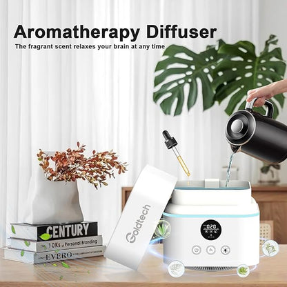 Air Purifier and Humidifier Combo for Bedroom Up to 200Ft²,H13 True HEPA Filter Desk Air Purifiers with Smart WiFi,500ML Water Tank,LED Light,Small Air Purifier for Bedroom,Office