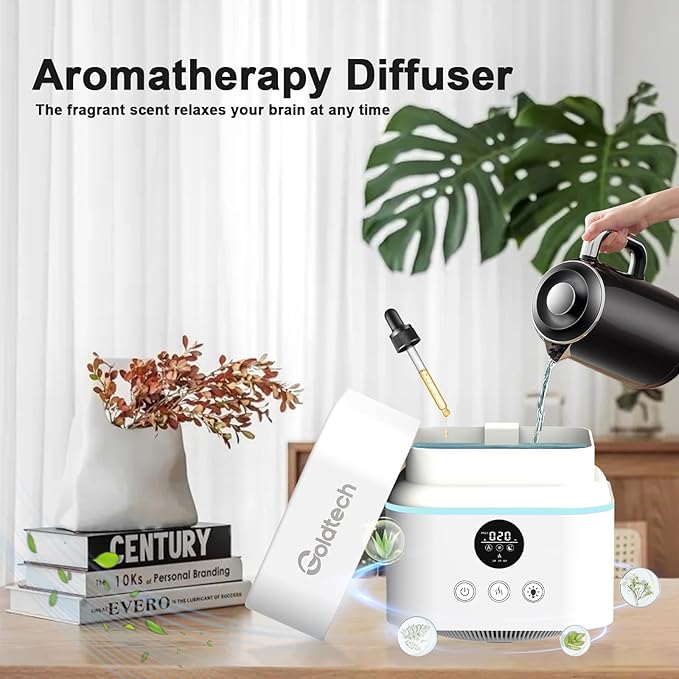 Humidifier and Air Purifier in One for Bedroom Up to 200Ft²,H13 True HEPA Filter Desk Air Purifiers with 500ML Water Tank,LED Light,Small Air Purifier and Humidifier Combo for Bedroom,Office