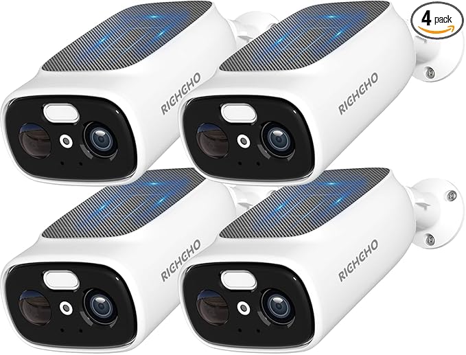 4pcs 2.4G/5G WiFi Cameras for Home Security with Embedded Solar Panel,2.5K Solar Security Cameras Wireless Outdoor with Color Night Vision,2-Way Talk,Siren,IP66, Cloud/SD, AI Detection,W/Alexa