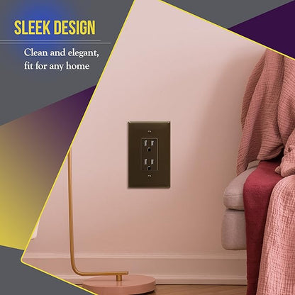 ENERLITES Decorator Light Switch or Receptacle Outlet Wall Plate, Gloss Finish, Over-Size 1-Gang 5.5" x 3.5", Unbreakable Polycarbonate Thermoplastic, UL Listed, 8831O-BR, Brown