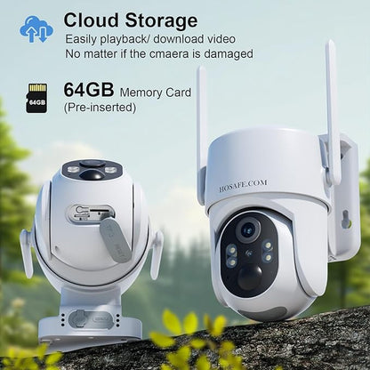 No WIFI Security Camera No Internet Needed, 4G LTE Cellular Security Camera Outdoor Wireless, Cell Camera with SIM Card, PIR Sensor, 2K Color Night Vision, SD/Cloud, 2-Way Talk, IP66 Waterproof