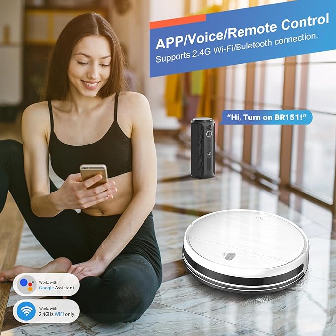 Robot Vacuum and Mop Combo, 2 in 1 Robotic Vacuum Cleaner with Schedule, App/Alexa/Voice Control, Slim 2.87", Self-Charging, Strong Suction & Long Runtime, Ideal for Hard Floor, Pet Hair, Carpet