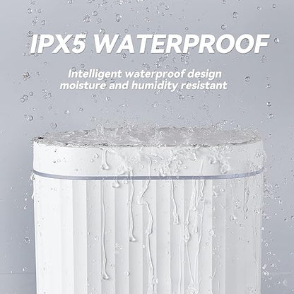 ELPHECO Bathroom Trash can Motion Sensor, AutomaticGarbage can, Slim Plastic Smart Trash Bin with Lid, Commercial Intelligent Wastebaskets for Bedroom, Bathroom, Office, White Grey