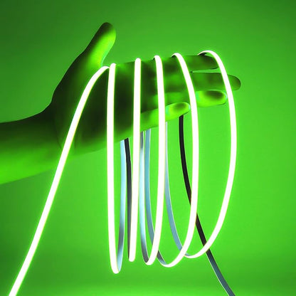 COB LED Strip Light, 16.4FT 12V Green Narrow Width 5mm Super Bright CRI 90+ Dotless LED Tape Light, 400LEDs/M Cuttable Flexible Dimmable Light Strip for Christmas Indoor Home Decor (No Power Supply)