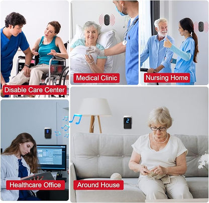 CallToU Caregiver Pager Wireless Call Button System Call Bell Alert Button Wireless Calling System for Elderly at Home/Deaf Eldrely/Clinic/Medical Institution/Nursing Home (CC22WH 8-1)