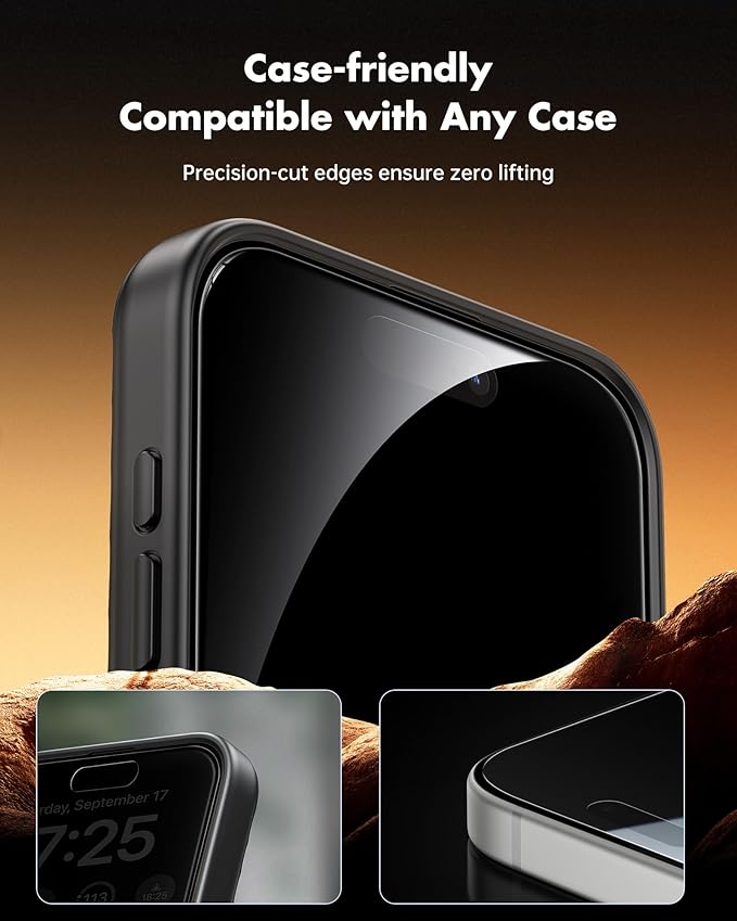 UNBREAKcable Privacy Screen Protector for iPhone 16 Plus, Anti-Spy Shatterproof Tempered Glass [True 28°Anti Spy] [9H Hardness] [Easy Installation Frame] Black Protector for iPhone 6.7" - 2 Pack