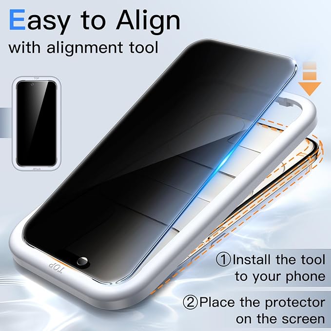 JETech Privacy Screen Protector for iPhone Air, Anti-Spy Tempered Glass Film with Easy Installation Tool, 6.5-Inch Display, 2-Pack