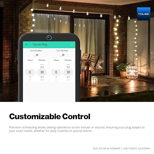 YoLink Plug Mini, Ultra-Compact Smart Outlet with Over-Temperature Protection & Precision Scheduling, 1/4 Mile LoRa Range, Alexa, Google Assistant Integration, Hub Included