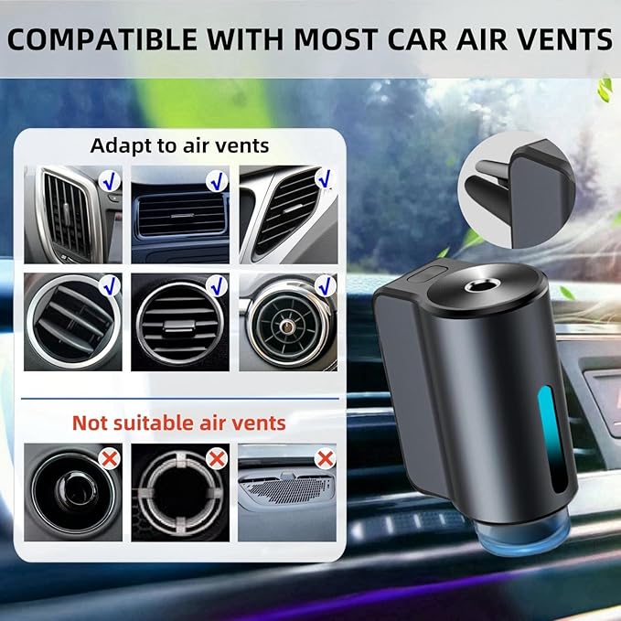Car Air Freshener Diffuser, Smart Car Air Freshener, Car Diffuser Air Freshener with Three Adjustable Modes, Aromatizante Para Carro with 3pcs Essential Oil, Car Fresheners Long Lasting