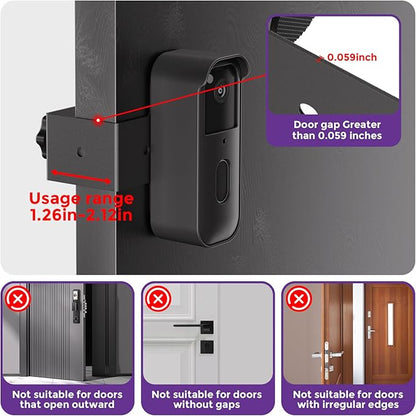 Blink Doorbell Mount for Blink Video Doorbell 2nd Gen (2025) – Anti-Theft No-Drill Security Mount with Protective Cover, Zero Sensor Interference, Weatherproof, Black