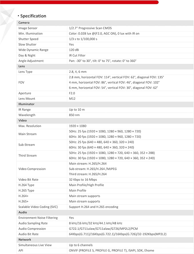DS-2CD2523G0-IS, 1080P 2MP 4MM Lens MINI POE IP Compact Dome Camera, H.265+ Compression, Day/Night, 120dB True WDR, Support Audio & Alarm, IP66 Standard, IK08, 10M IR Distance, Work with Ⲏіkconnect