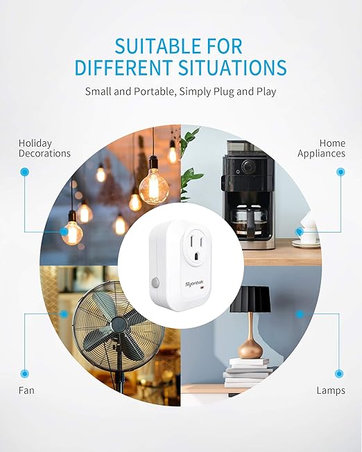 Syantek Upgraded Remote Control Outlet Wireless Light Switch for Household Appliances, Expandable Remote Light Switch Kit, Up to 100 ft Range, FCC Certified, ETL Listed, White (5 Outlets + 2 Remotes)