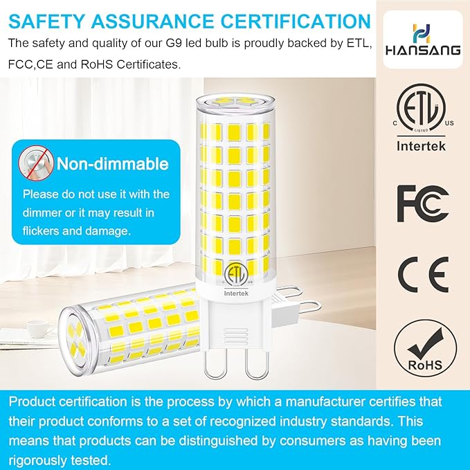 G9 Led Light Bulb,6W Chandelier Light Bulbs (60W Halogen Equivalent),88PCS LED,6000K Daylight White,Non-dimmable,G9 Bi Pin Base,360 Degrees Beam Angle,600LM,Pack of 6