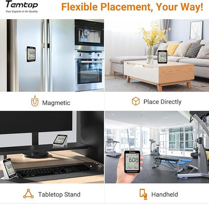 Temtop CO2 Monitor Indoor air Quality Monitor Portable CO2 Meter, CO2, Temperature, Humidity Home, Office or School
