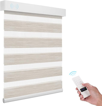 ACMEART Motorized Zebra Blinds,Smart APP & Remote Control 95% Blackout Shades,Compatible with Alexa,Custom Size Electric Window Blinds for Bedroom/Home/Office (Classical Beige)