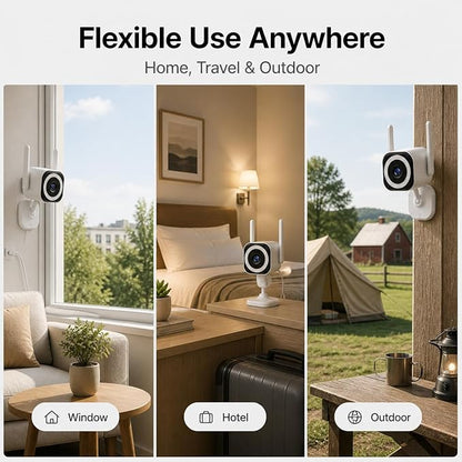 Cameras for Home Security Indoor Outdoor, Plug-in 2K Security Camera with Dual Antenna 5G/2.4G WiFi, 4X Zoom, Color Night Vision, Motion Detection, 2-Way Audio, Siren, IP66, SD/Cloud(2Pcs)