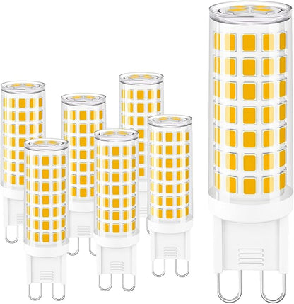 G9 Led Bulb,6W(60W Halogen Bulb Replacement), Chandelier Light Bulbs,88 LEDs,Warm White 3000K,Non-dimmable,G9 Bi Pin Base,360° Transparent Plastic,550LM,Pack of 6