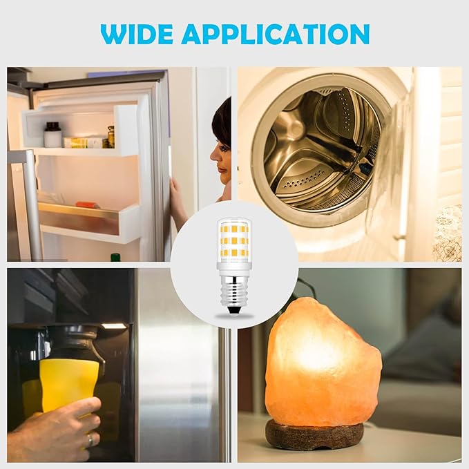 Dryer Light Bulb 120V 10W 15W Replacement WE05X20431 WP22002263 Appliance Bulb E12 Candelabra Base, for Dryer Drum, Water Ice Dispenser, Night Light, Salt Lamp, 2W Warm White 2700K, 2-Pack
