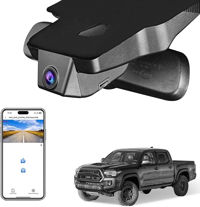 Front 4K HDR Dash Cam STARVIS 2 IMX678, Custom Fit for Toyota Tacoma 2018 2019 2020 2021 2022 2023,Limited TRD Sport Off-Road Pro SR5 SR etc, 5GHz WiFi, GPS, 64GB Card