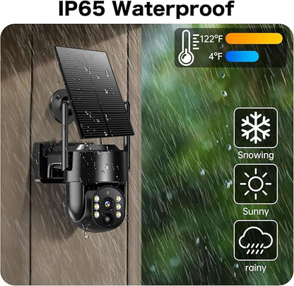 Solar Security Cameras Wireless Outdoor, 2K 4MP Security Cameras Battery Powered PTZ WiFi Camera, Color Night Vision, 2-Way Talk, PIR Motion Detection for Home Security (Black 4 Pack)