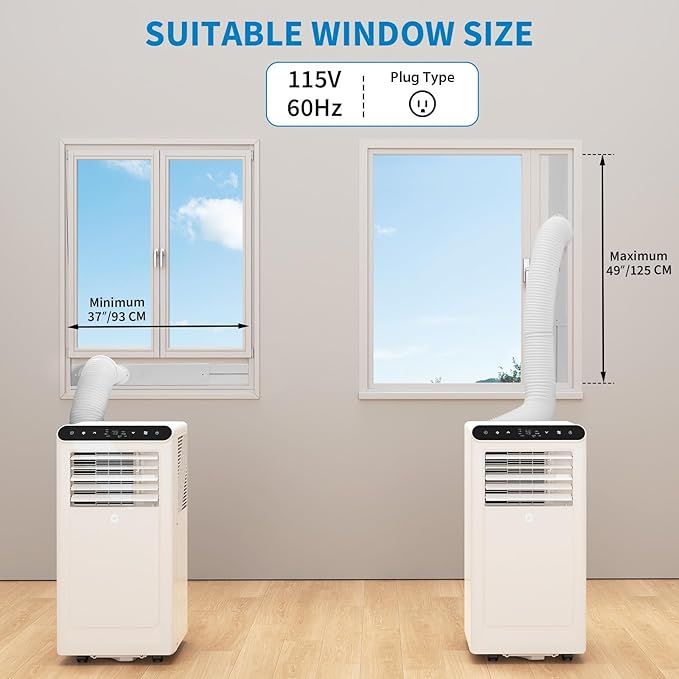 GarveeLife Portable Air Conditioners, 8,000 BTU for Rooms up to 350 Sq.Ft., Smart Compact AC Unit with Cooling, Dehumidifier, Fan, Remote Control and Window Kit, White