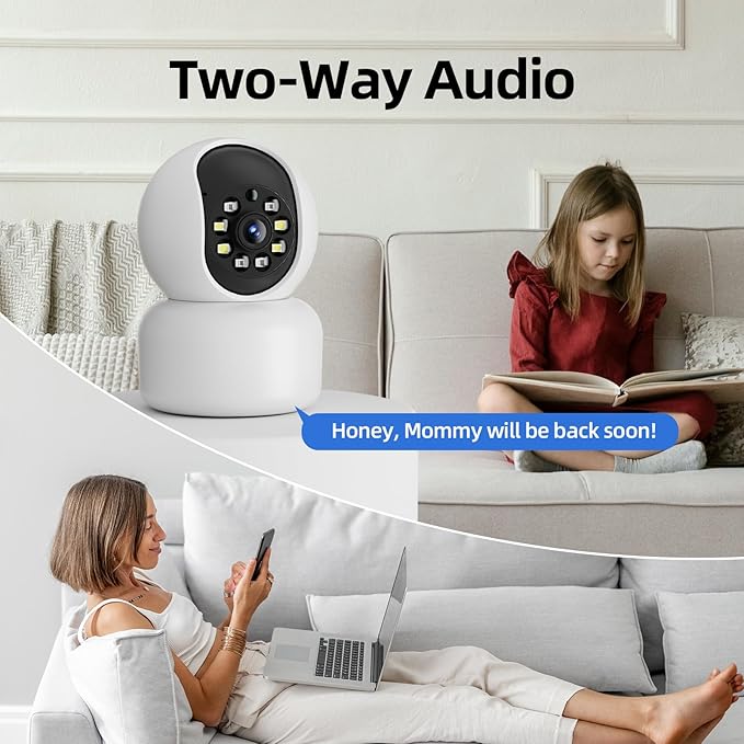 Hawkray 360° 2K 3MP Security Camera Indoor,2.4/5GHz WiFi Smart Motion Alert with AI & 911 Connect,Color Night Vision,355° Pan 60° Tilt,Two-Way Talk