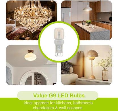 4Pcs G9 Bulb LED Bulbs 3W AC110V-140V G9 Smart Light for Home Lighting Fixtures Warm White 3000K 200 Lumens Non-Dimmable 360° Omni Directional Crystal Chandelier Lamp