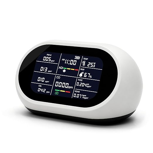 EONIX 11 in 1 Air Quality Monitor Indoor,Portable CO Detector,Real-Time for CO2,AQI, PM1.0,PM2.5,PM10,TVOC, HCHO and Others,Home,Hotel,Office,Car,Air Quality Tester for Home