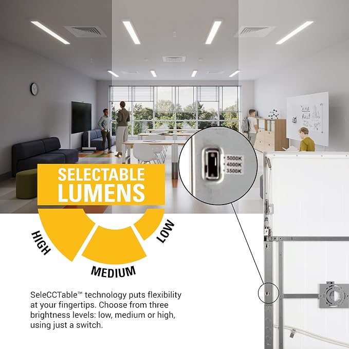 Metalux MMS Multi-Mount 2x2 LED Panel Ceiling Light with 3 CCT and Lumen Select, 0-10V Dimming, Surface Mount, Recessed, Suspended, Wall Mount, 90 CRI - 22MMS-L3C5-UNV