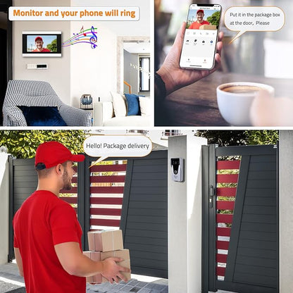 Wireless Video Doorbell Intercom with Monitor System, WiFi Video Intercom 1080P HD Metal Camera, 7 Inch Monitor with 32G Card Record, Tuya APP, 2-Way Audio, Unlock for Home Security System
