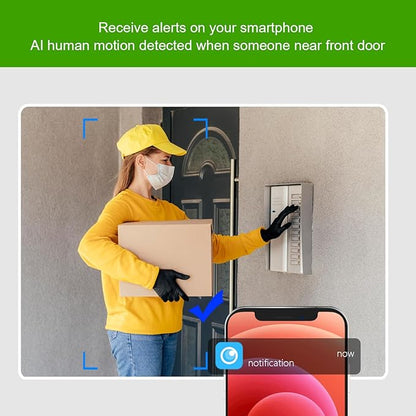 Doorbell Camera Wireless 1080P, Video Doorbell Wireless with Chime, Cloud Storage,Night Vision, Motion Detection,2 Way Audio, Weather Resistant, Real Time Alert,2.4G WiFi (Black)