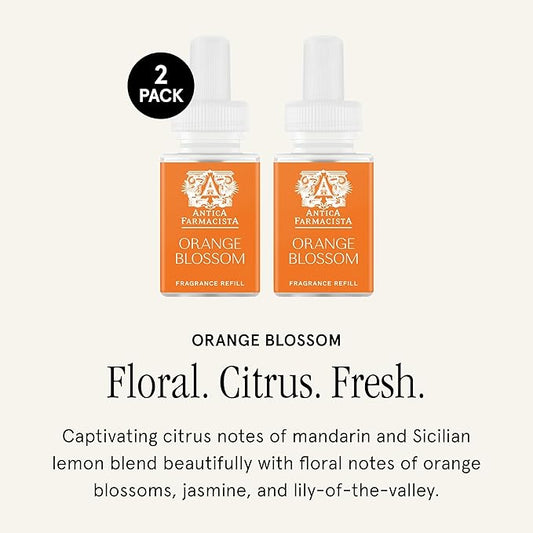 Pura & Antica Farmacista Home Scent Refill - Smart Home Air Diffuser Fragrance - Up to 120-Hours of Luxury Fragrance per Refill - Household Essential - Safe Diffuser - 2 Pack, Orange Blossom