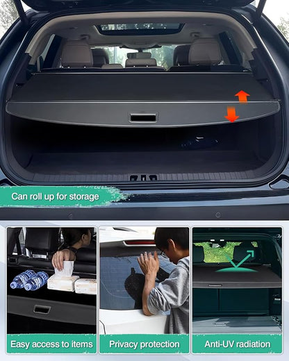 Powerty Retractable Cargo Cover for 2024-2026 Lincoln Nautilus-Canvas Texture Trunk Cover Privacy Screen Rear Security Shade for Nautilus Accessories