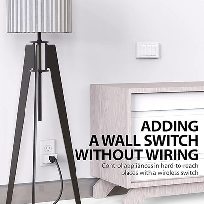 Fosmon Wireless Remote Control Outlet Plug Indoor, Battery Operated Light Switch with Braille On/Off Mark, for Lights, Christmas Tree, No Interference, 15A/1875W, No Wiring & Expandable - 3 Pack