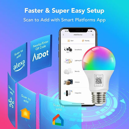 OREiN Matter Smart Light Bulbs 2Pack A19 with 4Pack BR30 Reliable WiFi Light Bulb with Matter LED Color Changing Light Bulbs CRI90 Compatible with Alexa GoogleHome AppleHome SmartThings Siri