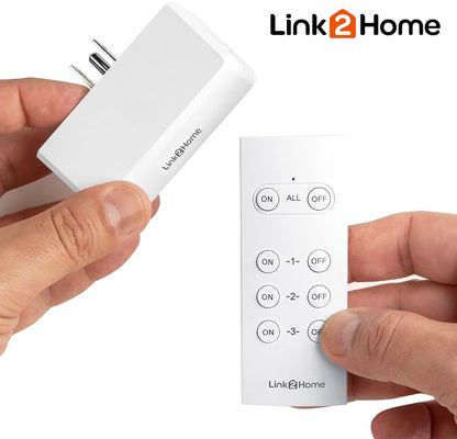 Link2Home Wireless Remote-Control Outlet, 3 Outlets, 1 Remote, White
