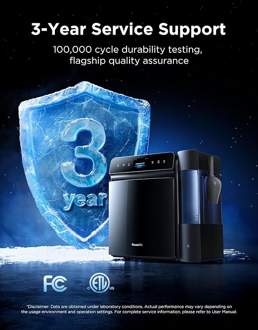 GoveeLife Smart Countertop Ice Maker 2 Pro, 3 Mins 9 Ice Cubes with 3 Sizes | 47lbs Daily, 40dB Quiet, Smart Pre-Cooling, App & Voice Control, Self-Clean, Dual Water Tanks for Home, Coffee, Party, Office