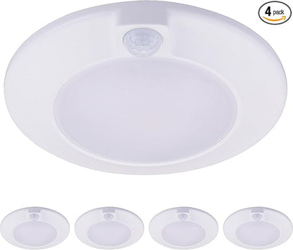 CLOUDY BAY [4 Pack] Motion Sensor Ceiling Light Indoor,120V CRI90 10W 5000K Bright Day Light,6.5 inch LED Flush Mount Ceiling Lighting Fixture for Garage,Walk-in Closet,Attic,Pantry Wet Location