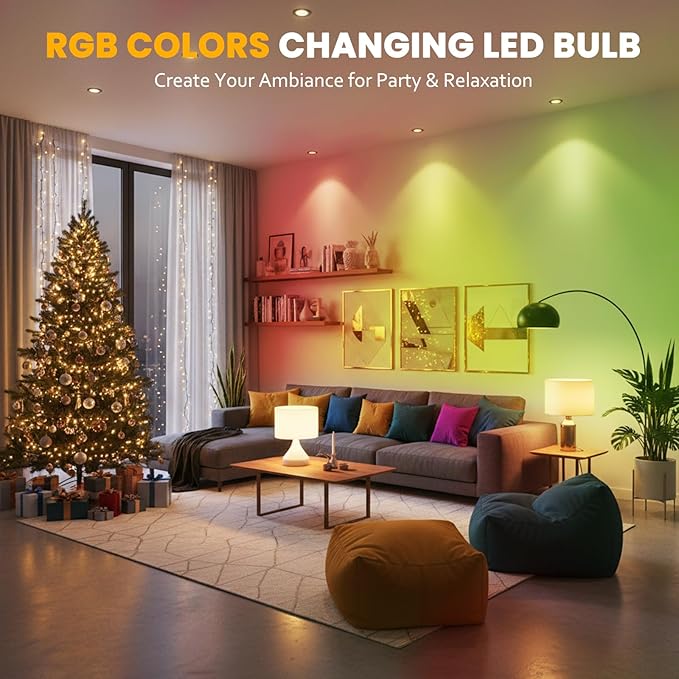 Rechargeable Light Bulb 2-Pack, Battery Operated E26 LED Bulb with Magnetic Base, RGB Color Changing + 3 Color Temps, Remote Control & Timer, Emergency & Portable Light for Power Outage Camping